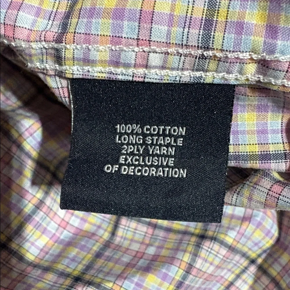 Tailorbyrd Men's Checkered Button Down Shirt - Pink Blue Yellow Sz XL
